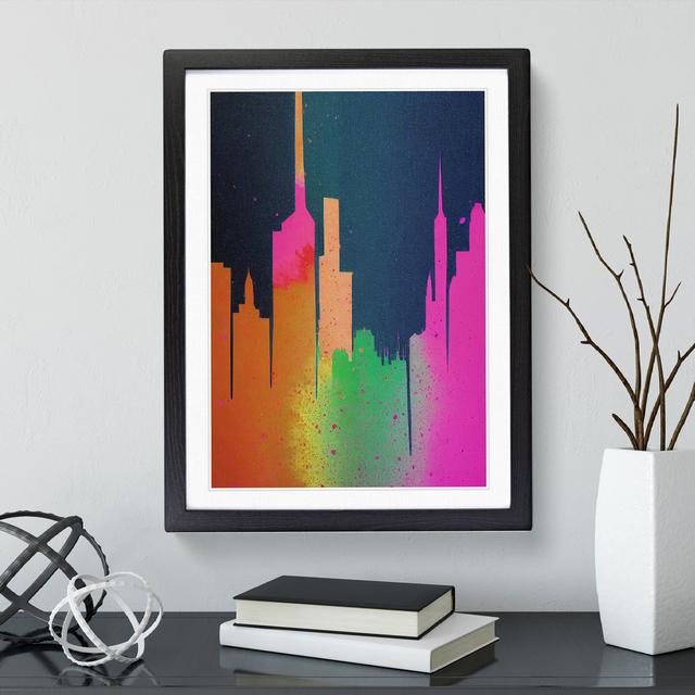 City Skyline Colours No.2 Abstract - Picture Frame Painting Metro Lane Size: 46cm H x 34cm W x 2cm D, Frame Colour: Black on Productcaster.