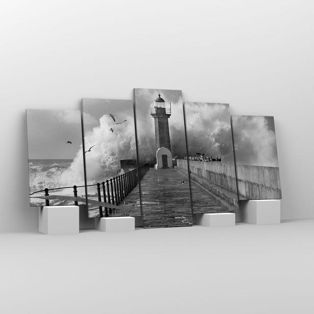 Lantern Sea Portugal - 5 Piece Wrapped Canvas Photograph Longshore Tides Size: 85cm H x 160cm W x 1.8cm D on Productcaster.