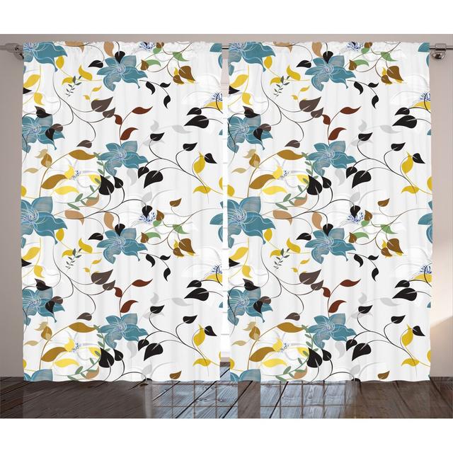 Rustikaler Vorhang, Bunte Blumen-Blatt, Natur, Mehrfarbig (Set of 2) East Urban Home Panel-Größe: 280 cm B x 175 cm T on Productcaster.