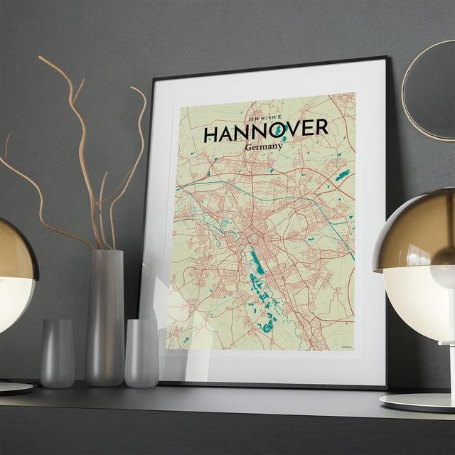 Hannover City Map in Tricolour - Unframed Graphic Art Borough Wharf Size: 27.6cm H x 19.7cm W x 0.05cm D on Productcaster.