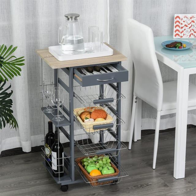 Aureja 47 Cm Kitchen Trolley Ebern Designs Base Finish: Grey on Productcaster.