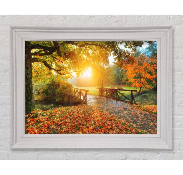 Woodland Bridge Autumn Tranqulity - Single Picture Frame Art Prints Ebern Designs Size: 29.7cm H x 42cm W x 8cm on Productcaster.