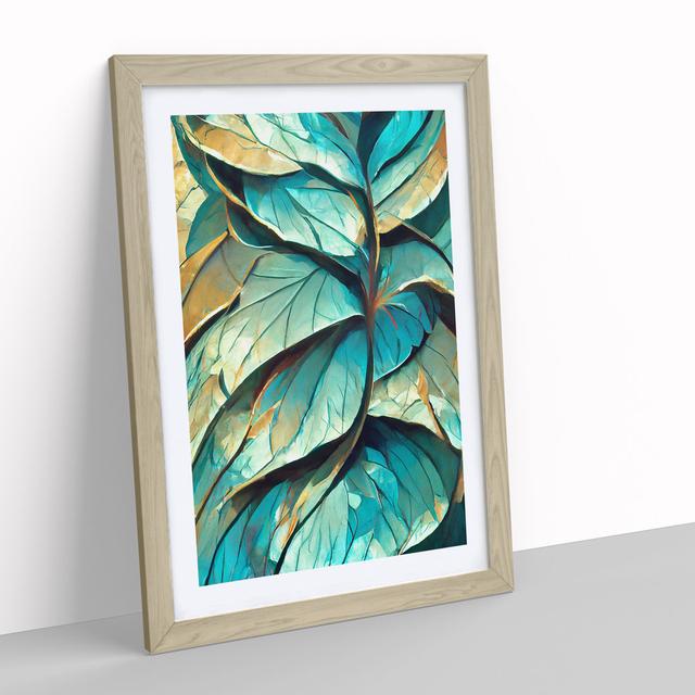 Abstract Leaf No.2 - Single Picture Frame Painting Marlow Home Co. Frame Colour: Oak Framed, Size: 34cm H x 25cm W x 2cm D on Productcaster.