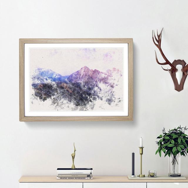 Mountain Peak Under a Purple Sky - Picture Frame Graphic Art Print East Urban Home Size: 62cm H x 87cm W x 2cm D, Frame Option: Oak Framed on Productcaster.