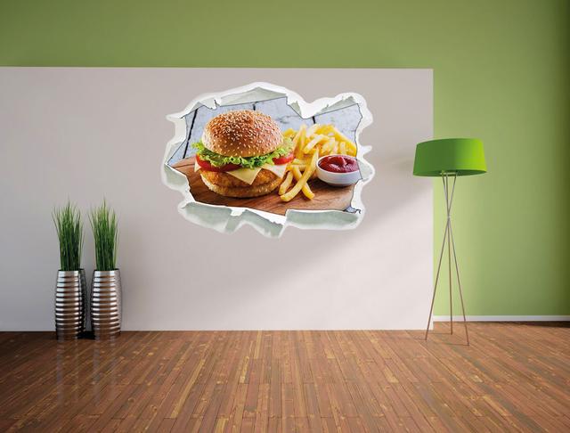 Wandtattoo Chickenburger mit Pommes East Urban Home Größe: 67 cm H x 92 cm B x 0,02 cm T on Productcaster.