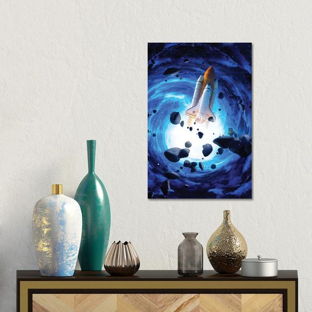 Rocket Launch Blue Vortex And Asteroids by GEN Z - Gallery-Wrapped Canvas Giclée on Canvas Ebern Designs Size: 45.72cm H x 30.48cm W x 1.91cm D, Forma on Productcaster.