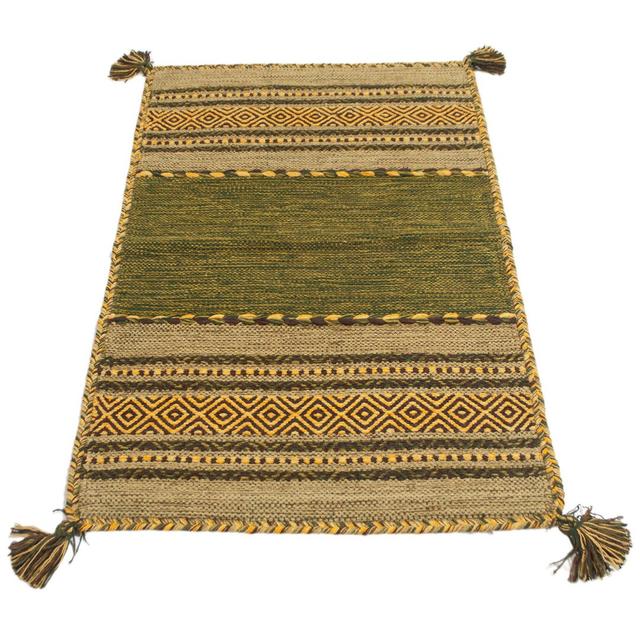 Zachery Handmade Kilim Cotton Yellow/Green Rug Gracie Oaks Rug Size: Rectangle 60 x 90cm on Productcaster.