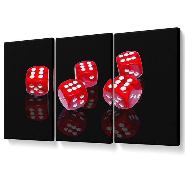 All Sixes Dice - 3 Piece Wrapped Canvas Graphic Art Ebern Designs Size: 121.9cm H x 243.8cm W on Productcaster.