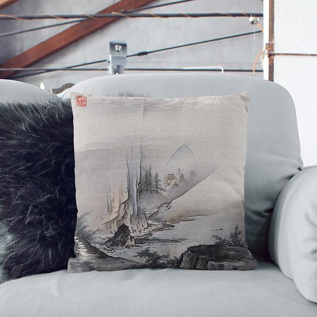 Fall of a River by Hashimoto Gaho Cushion with Filling East Urban Home Size: 45cm H x 45cm W x 15cm D, Backing Colour: Stone on Productcaster.