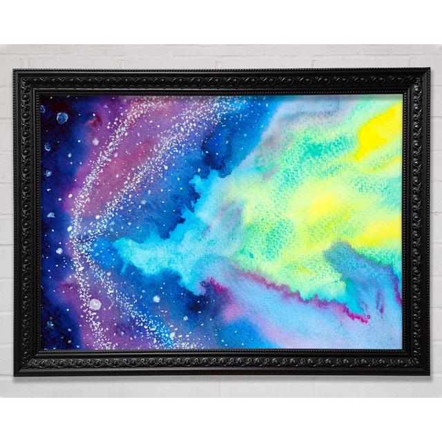 Space In Watercolour Framed Print Ivy Bronx Format: Black Framed Paper, Size: 42cm H x 59.7cm W x 3cm D on Productcaster.