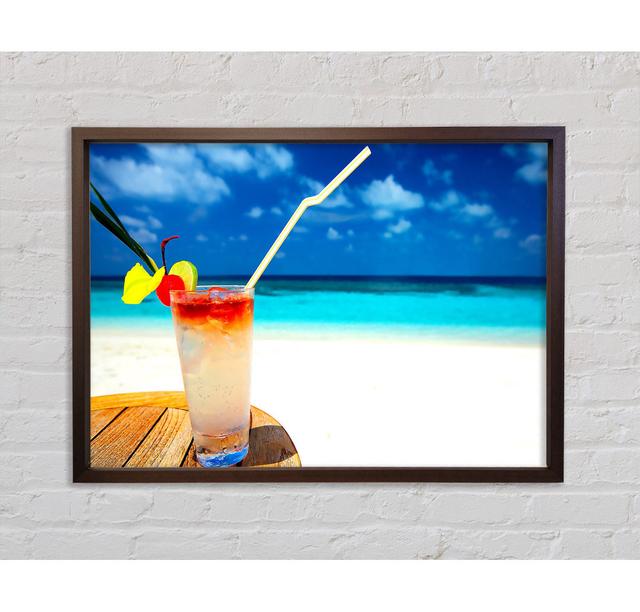 Tropical Cocktail Framed Print Highland Dunes Format: Walnut Framed Canvas, Size: 118.9cm H x 141.4cm W x 3.3cm D on Productcaster.