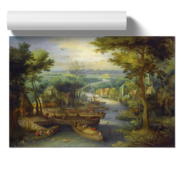 River Landscape by Pieter Bruegel the Elder - Unframed Painting East Urban Home Size: 30cm H x 42cm W x 0.1cm D on Productcaster.