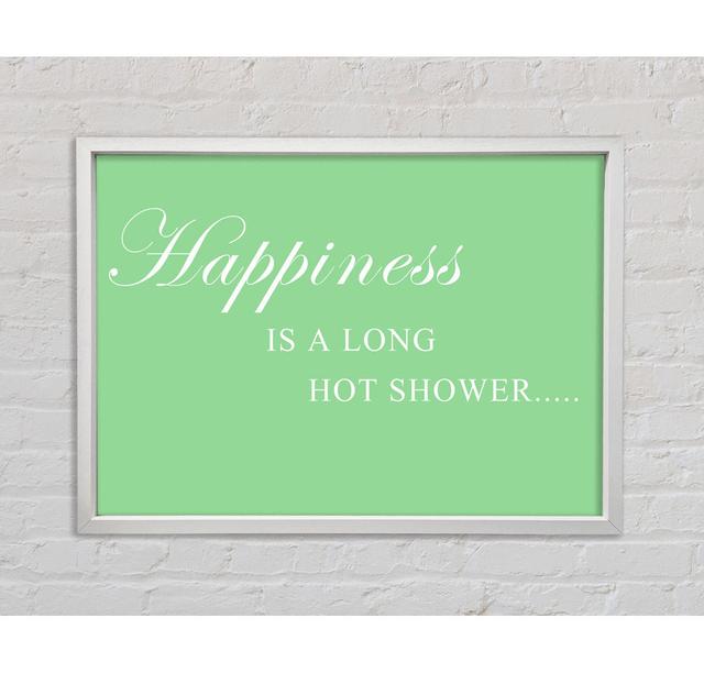 Bathroom Quote Happiness Is A Long Hot Shower - Single Picture Frame Art Prints on Canvas Bright Star Size: 59.7cm H x 84.1cm W x 3.3cm D, Colour: Gre on Productcaster.