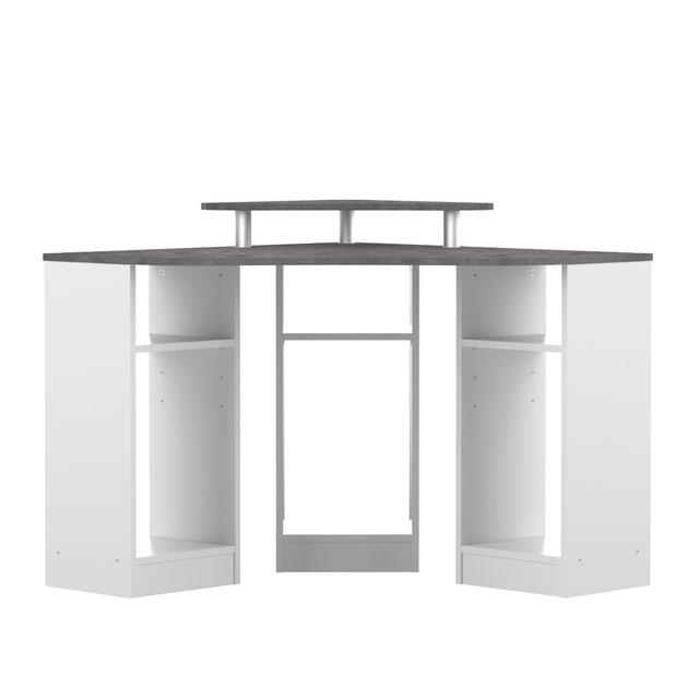 Corner Desk Zipcode Design Colour: Concrete Look/White, Size: 83cm H x 94cm W x 94cm D on Productcaster.