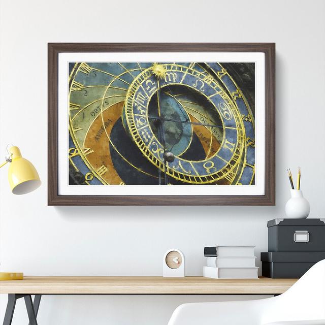 Astronomical Clock in Prague - Picture Frame Painting East Urban Home Frame Option: Walnut Framed, Size: 36cm H x 48cm W x 2cm D on Productcaster.