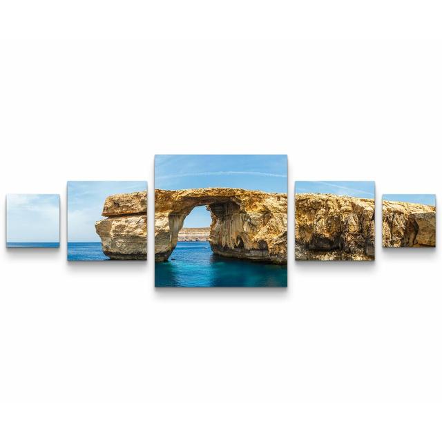 5-tlg. Leinwandbilder-Set Felsentor Azure Window auf Malta East Urban Home on Productcaster.