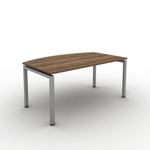 Grazian Desk Ebern Designs Size: 73cm H x 200cm W x 100 cm D, Top Colour: Tobacco Oak, Frame Colour: Silver on Productcaster.