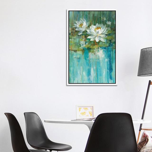 Water Lily Pond Panel I by Danhui Nai - Painting Print on Canvas 17 Stories Size: 101.6cm H x 66.04cm W x 3.81cm D, Format: White Framed on Productcaster.