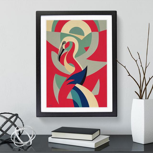 Flamingo in Abstract No.5 - Picture Frame Graphic Art Bay Isle Home Size: 34cm H x 25cm W, Frame Colour: Black on Productcaster.