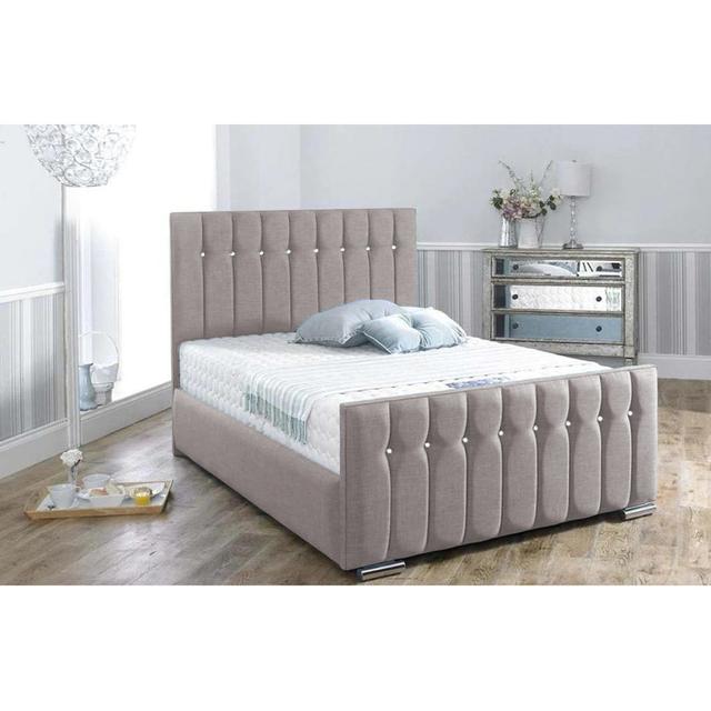 Mongo Upholstered Bed Frame Fairmont Park Colour: Silver, Size: Small Double (4') on Productcaster.