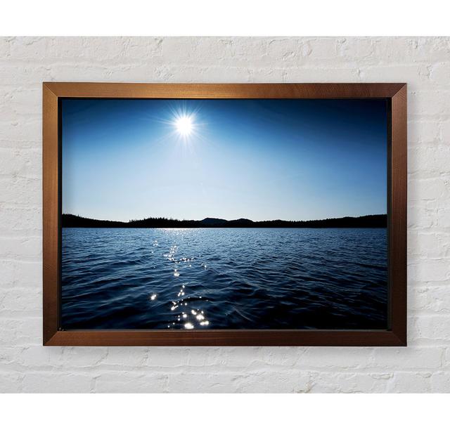 Blue Ocean Sun Framed Print Wall Art Highland Dunes Format: Black Framed Paper, Size: 84.1cm H x 118.9cm W on Productcaster.