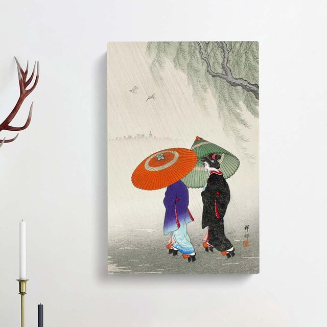 Two Women in the Rain by Ohara Koson - Wrapped Canvas Painting Print East Urban Home Size: 60cm H x 40cm W x 3cm D on Productcaster.