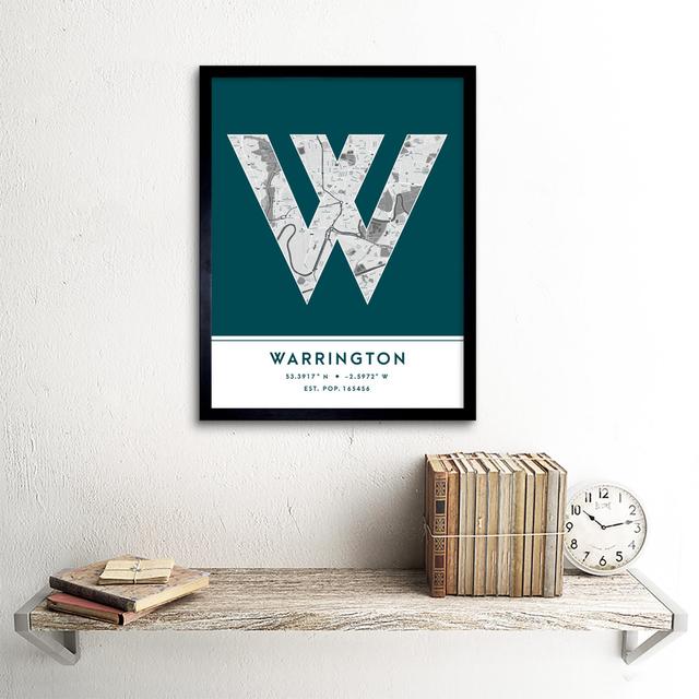 Warrington City Map Warrington Teal by Wee Blue Coo - Single Picture Frame Typography Wee Blue Coo on Productcaster.