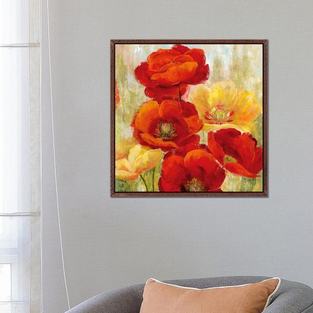 Flourishing Meadow II by Nan - Painting on Canvas Ebern Designs Format: Classic Brown Wood Framed, Size: 66.04cm H x 66.04cm W x 3.81cm D on Productcaster.