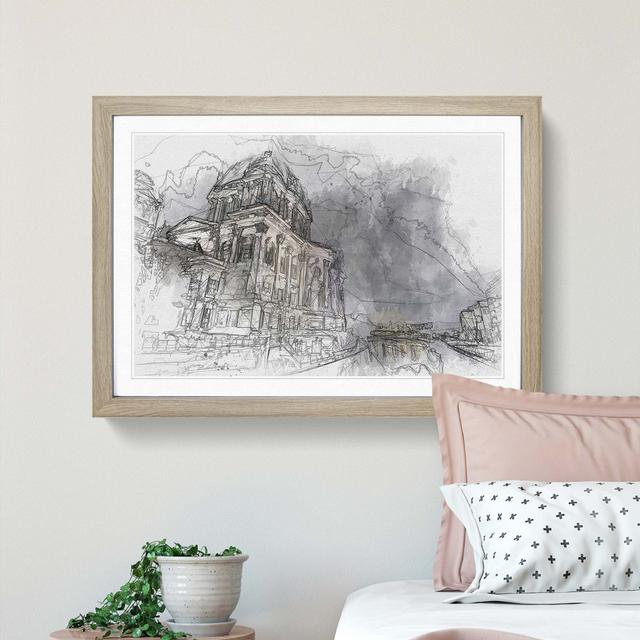 Berlin Cathedral in Germany in Abstract - Picture Frame Graphic Art Print East Urban Home Frame Option: Oak Framed, Size: 62cm H x 87cm W x 2cm D on Productcaster.