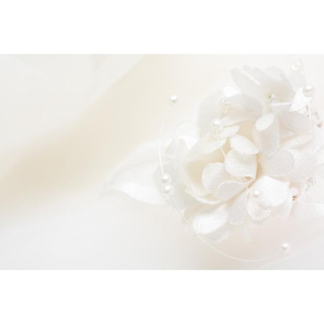 White Bouquet with Strings of Pearls on a White Background - Wrapped Canvas Photograph Ebern Designs Size: 51cm H x 76cm W on Productcaster.