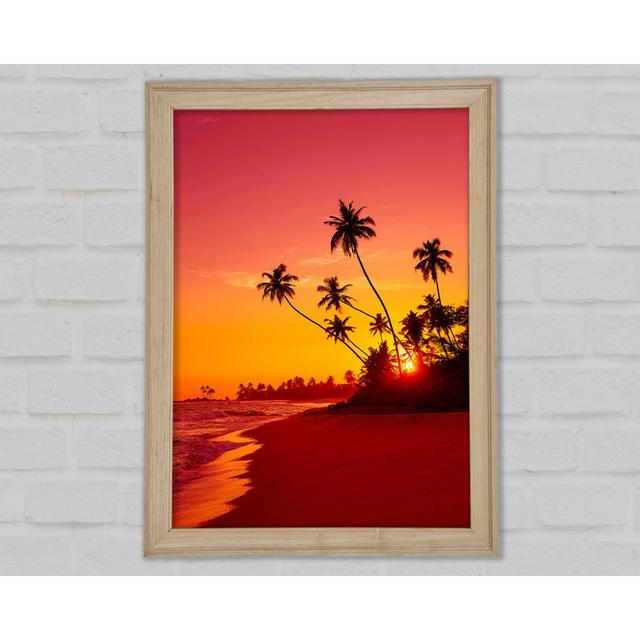 As The Sun Sets Under The Palm Trees Framed Print House of Hampton Size: 84.1cm H x 59.7cm W x 1.5cm D, Format: Natural Framed Paper on Productcaster.