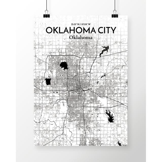 Oklahoma City City Map - Unframed Graphic Art Print on Paper East Urban Home Size: 70cm H x 50cm W x 0.13cm D on Productcaster.