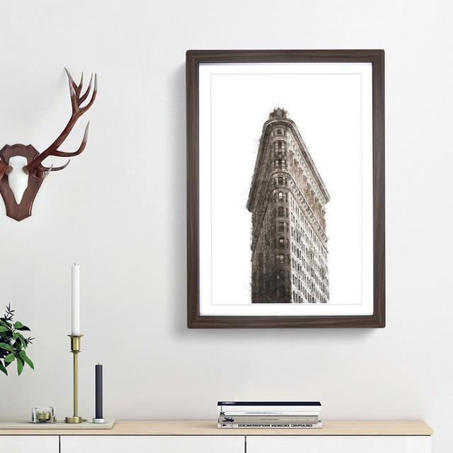 Flatiron Building in New York City - Picture Frame Painting Print East Urban Home Size: 63cm H x 45cm W x 2cm D, Frame Option: Walnut Framed on Productcaster.