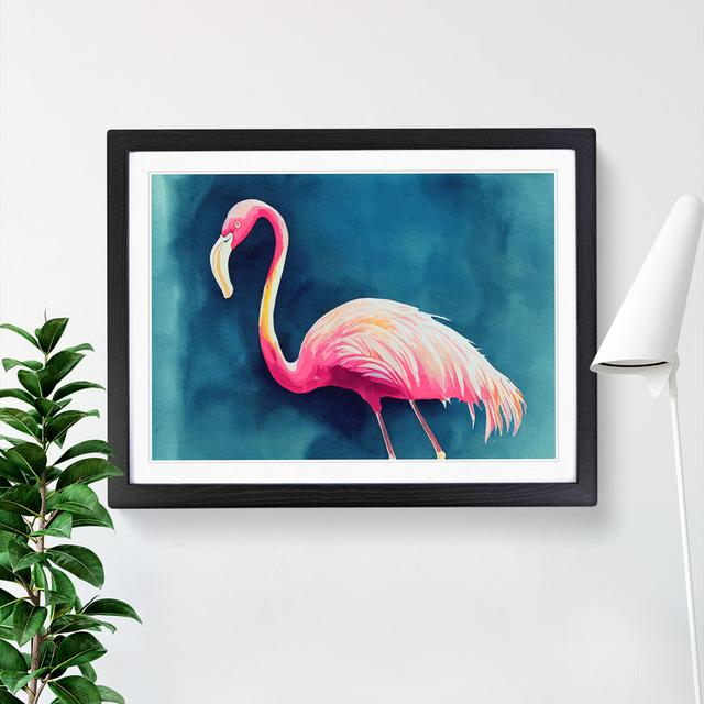 Flamingo in Watercolour - Picture Frame Painting Bay Isle Home Size: 25cm H x 34cm W x 2cm D, Frame Colour: Black Framed on Productcaster.