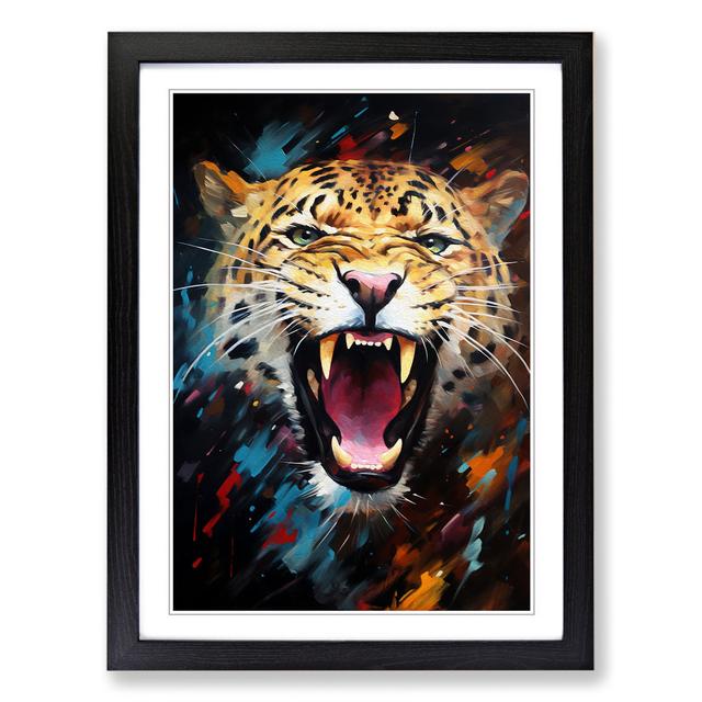 Leopard Action Painting Latitude Vive Format: Black Framed, Size: 46cm H x 34cm W x 2cm D on Productcaster.