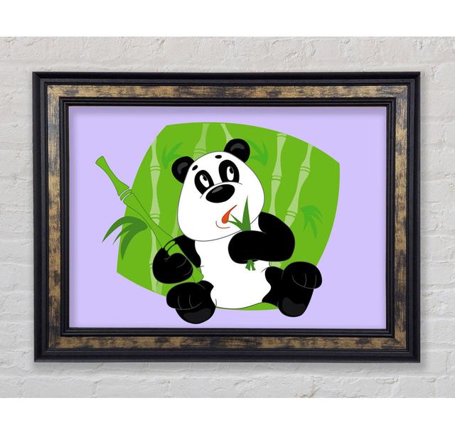 Panda Eating Bamboo Lilac - Single Picture Frame Art Prints Bright Star Size: 42cm H x 59.7cm W x 8cm D on Productcaster.