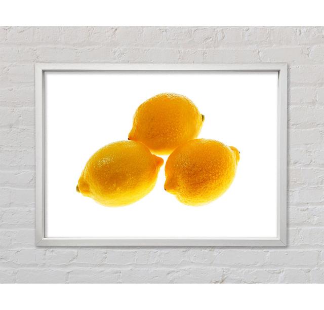 Trio Of Lemons - Einzelner Bilderrahmen Kunstdrucke auf Leinwand Ebern Designs Größe: 100 cm H x 141,4 cm B x 3,3 cm T on Productcaster.