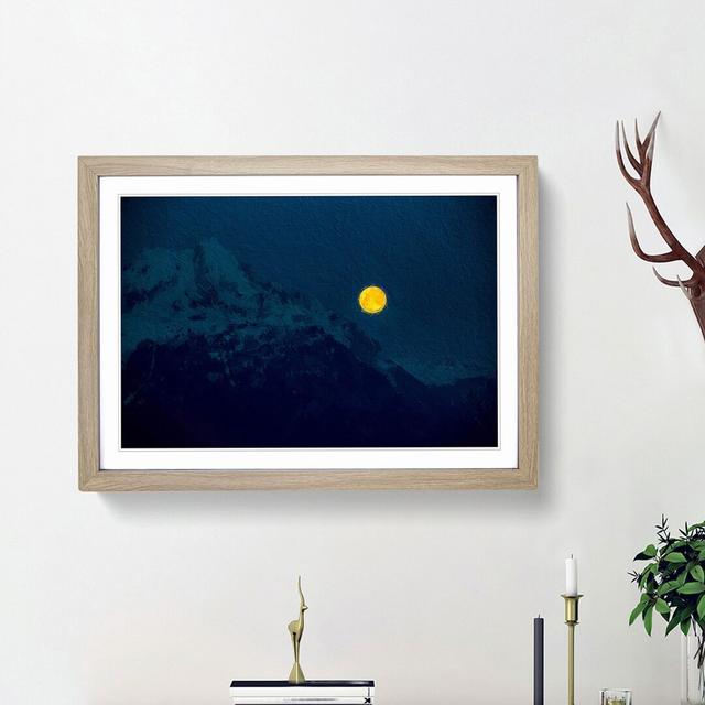 Yellow Moon over the Mountain - Picture Frame Painting Print East Urban Home Frame Option: Oak Framed, Size: 48cm H x 65cm W x 2cm D on Productcaster.