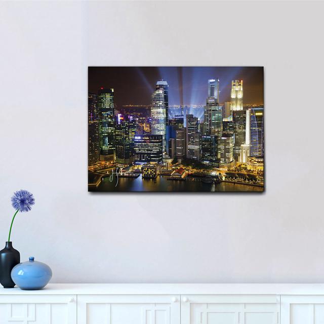 Leinwandbild Singapore Skyline by Night von Jim Zuckerman Ebern Designs Größe: 65 cm H x 95 cm B on Productcaster.