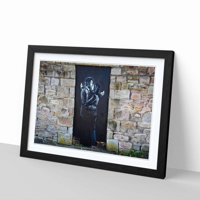 'Mobile Lovers Graffiti' by Banksy Framed Photographic Print East Urban Home Frame Colour: Black on Productcaster.