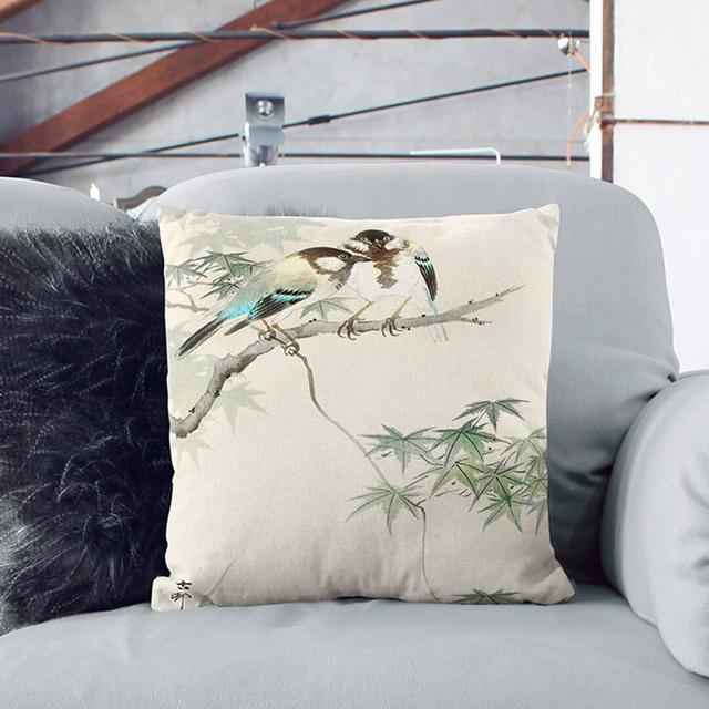 Great Tits in a Maple Tree by Ohara Koson Cushion with Filling East Urban Home Size: 40cm H x 40cm W x 15cm D, Backing Colour: White on Productcaster.