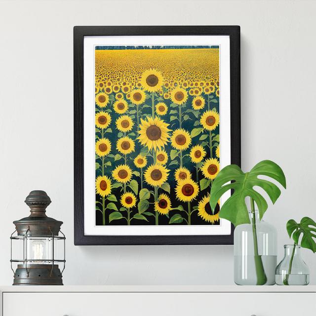 Sunflower Field Art Vol.1 - Single Picture Frame Graphic Art Brambly Cottage Size: 64cm H x 46cm W x 2cm D, Frame Option: Walnut on Productcaster.