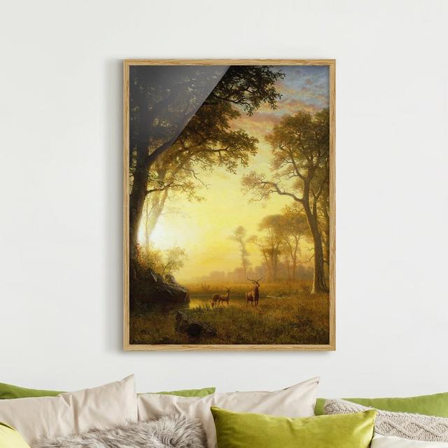 Sunlit Glade by Albert Bierstadt - Picture Frame Painting Alpen Home Size: 55cm H x 40cm W x 2cm D, Frame Option: Oak Framed on Productcaster.