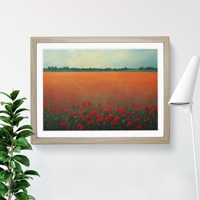 Blissful Poppy Field Flowers - Picture Frame Graphic Art ClassicLiving Frame Option: Oak, Size: 34cm H x 46cm W x 2cm D on Productcaster.