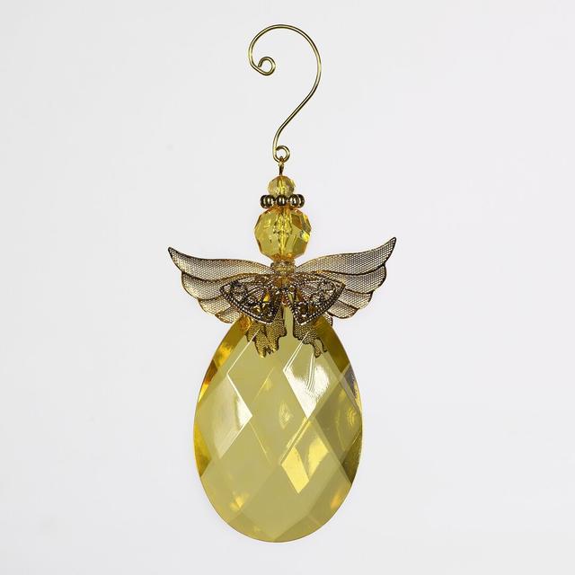 Acrylic Crystal Angel Hanging Figurine Ornament The Seasonal Aisle Colour: Yellow/Gold on Productcaster.