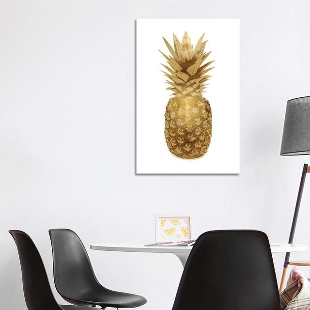 Gold Pineapple On White II by Kate Bennett - Wrapped Canvas Gallery-Wrapped Canvas Giclée 17 Stories Size: 101.6cm H x 66.04cm W x 3.81cm D on Productcaster.