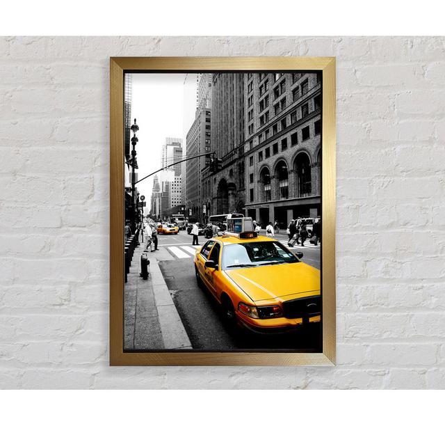 New York City Yellow Taxi Cab On B N W - Single Picture Frame Art Prints Bright Star Size: 141.4cm H x 100cm W x 3.4cm D on Productcaster.