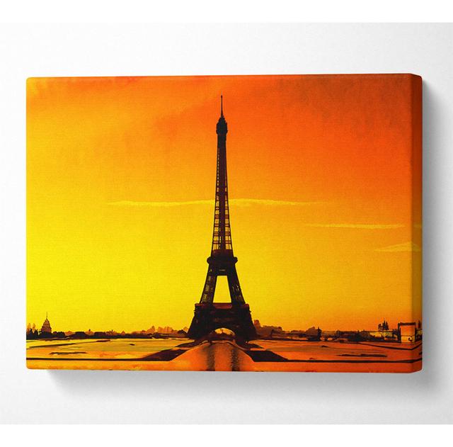 Eiffel Tower Sunset 5 Canvas Watercolour Latitude Run Size: 35.6cm H x 50.8cm W x 10cm D on Productcaster.