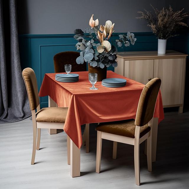 Matte Velvet Square Tablecloth Lilijan Home & Curtain Colour: Yam Orange, Size: 132cm W x 396cm L on Productcaster.