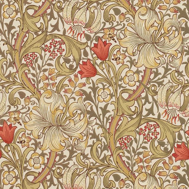 Golden Lily 10.05m x 52cm Matte Wallpaper Roll Morris & Co on Productcaster.